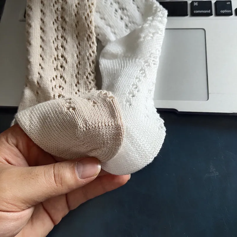 Baby Girl Royal Style Bow Knee High Fishnet Socks For 0-3 Years Olds