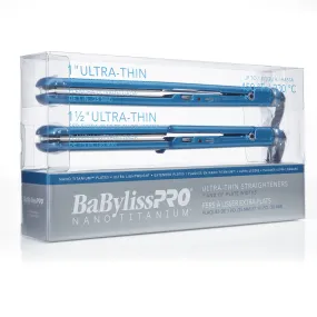 BaByliss PRO Nano Titanium 1 and 1.5 inch Ultra Thin Flat Iron Combo Set - Blue