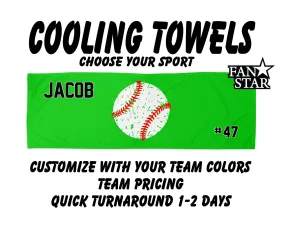 Baseball Cooling Towel with Solid Color Background