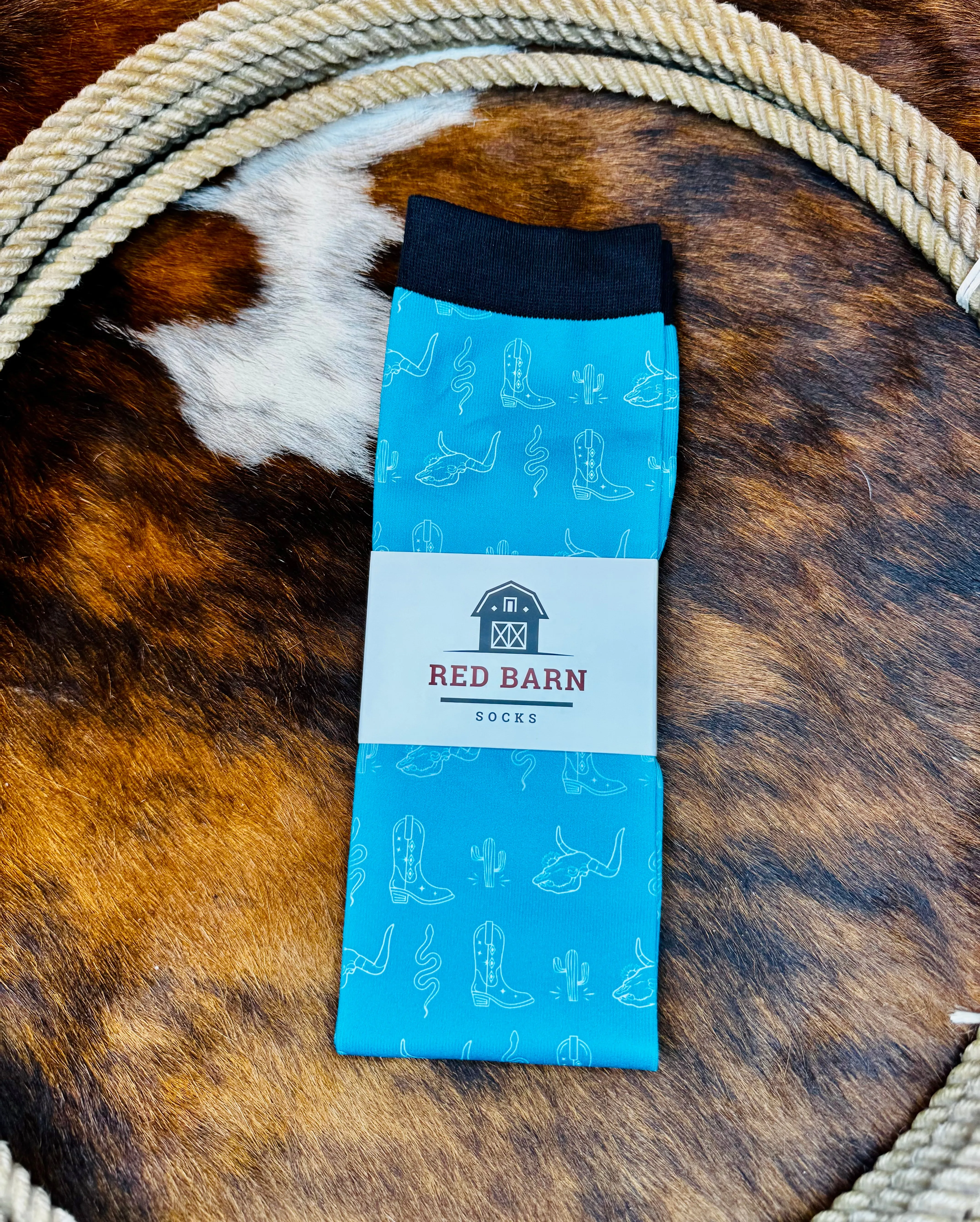 Blue Western Scene Boot Socks