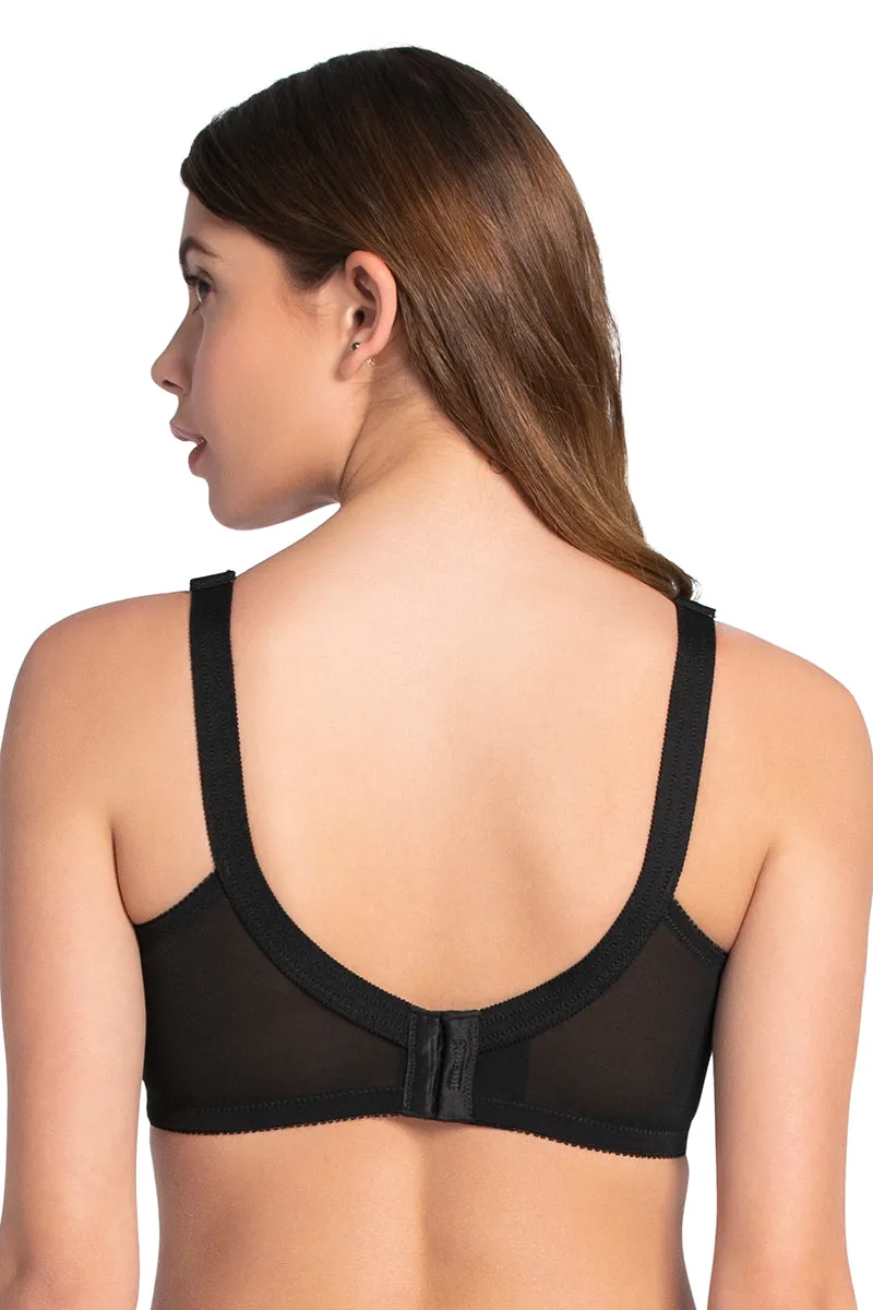Magic Support Non-padded Non-wired Lace Bra - Black