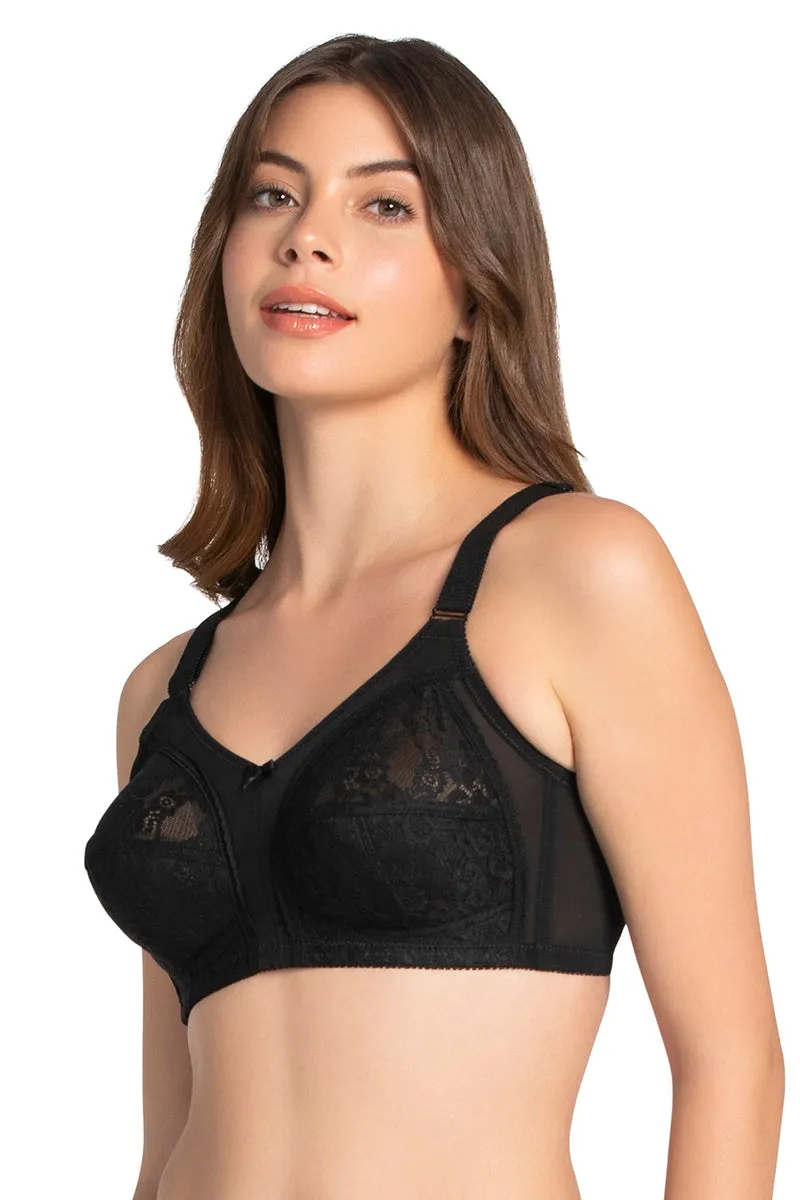 Magic Support Non-padded Non-wired Lace Bra - Black