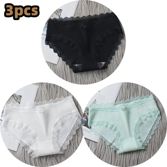 Middle Waist  3Pcs Cotton Under wear