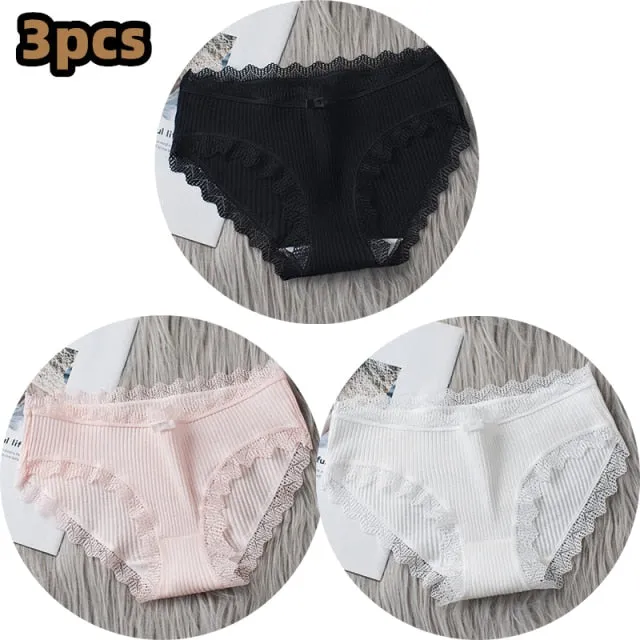 Middle Waist  3Pcs Cotton Under wear