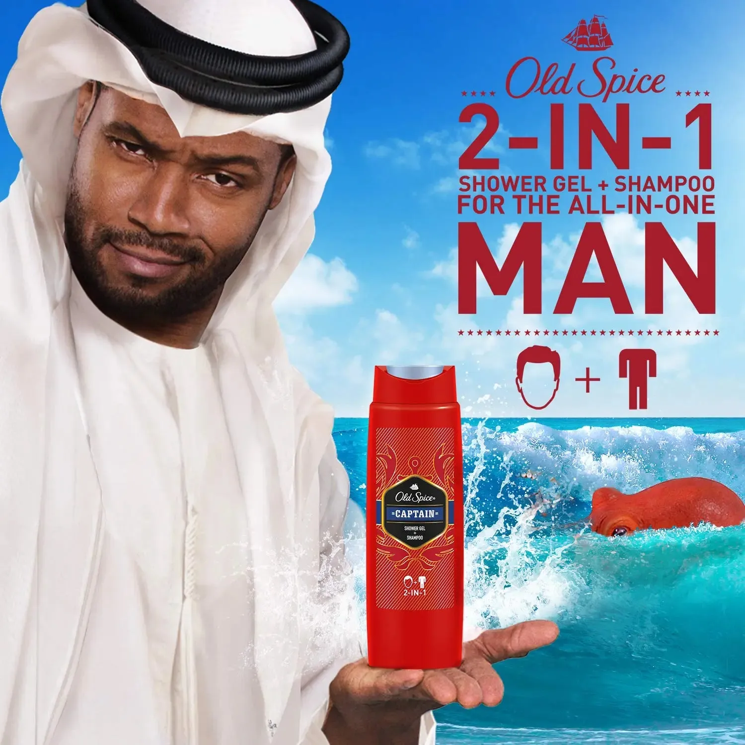 Old Spice Shower Gel Cooling Shampoo 2in1, 250ml