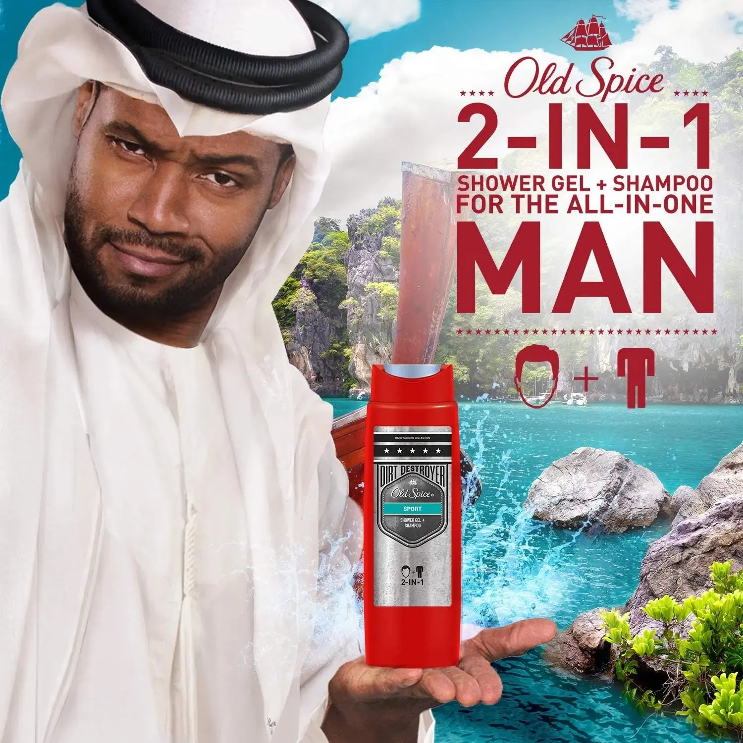 Old Spice Shower Gel Cooling Shampoo 2in1, 250ml
