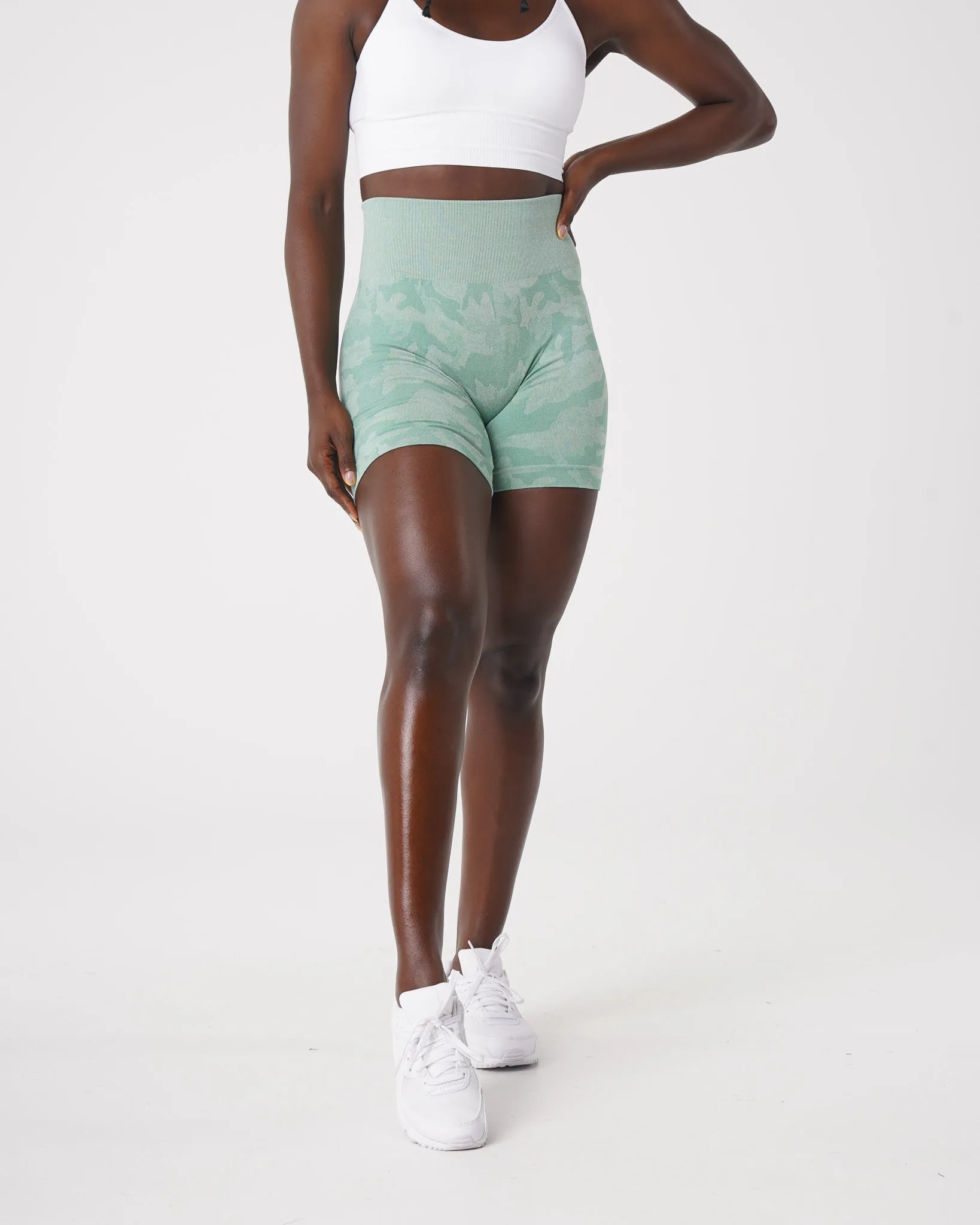 Sage Green Camo Seamless Shorts