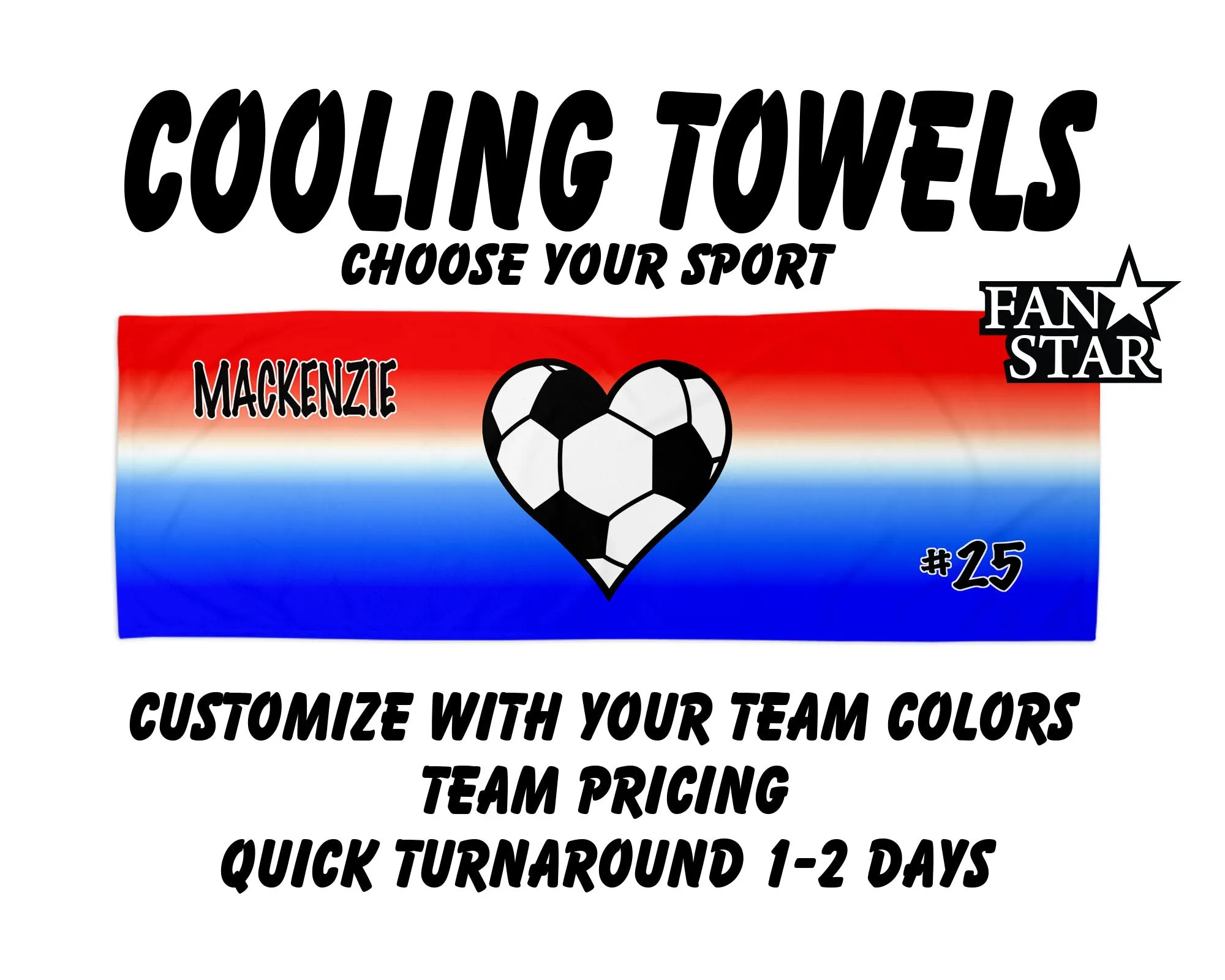 Soccer Cooling Towel with Ombre Background