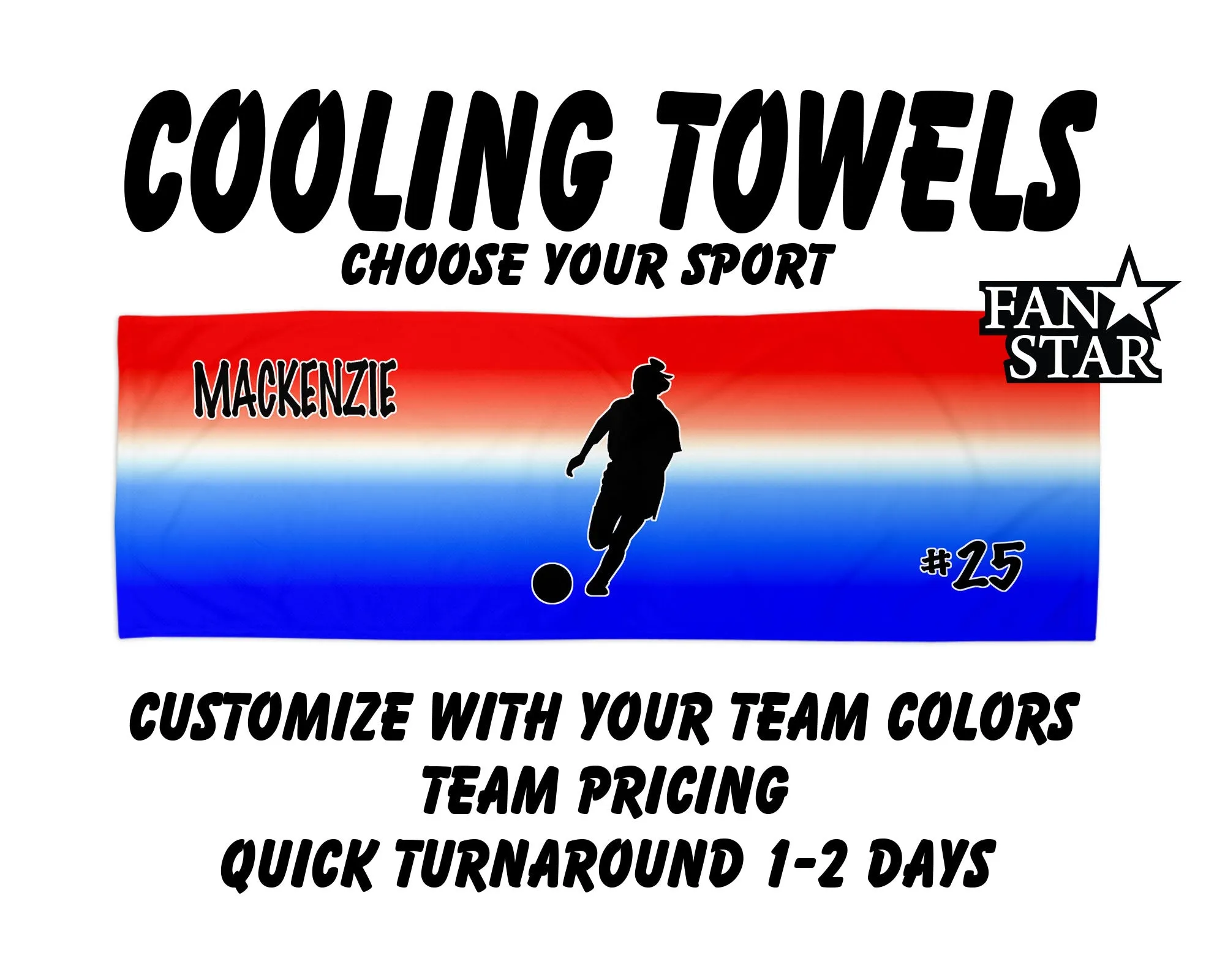 Soccer Cooling Towel with Ombre Background