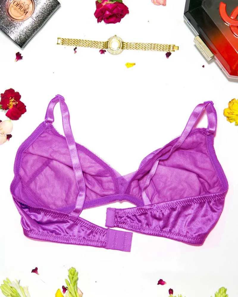 Soft Cotton Silk Self Design Non Wired-Non Padded Basic Bra - Hot Pink