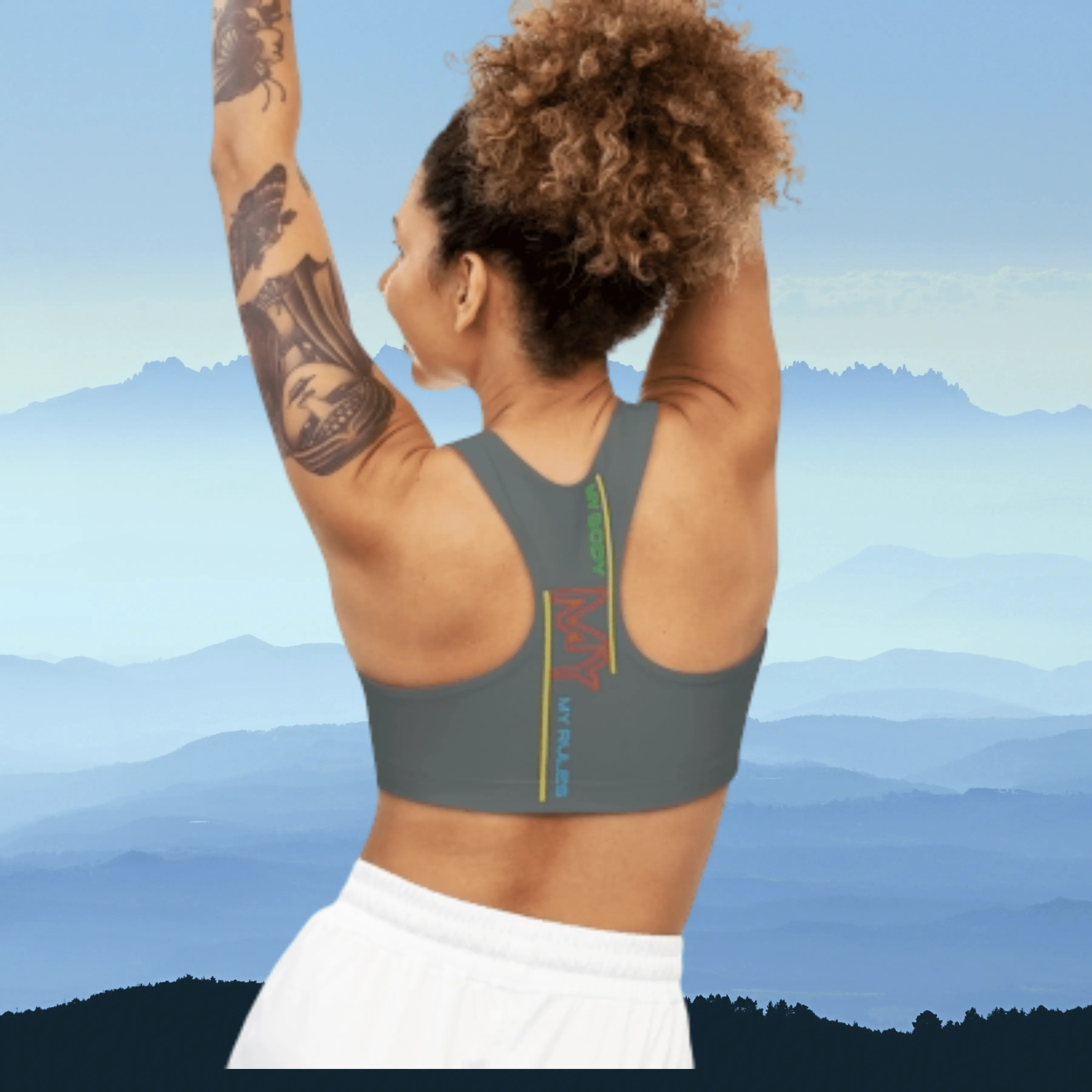 Sports Bra ( My body My rules ) Grey