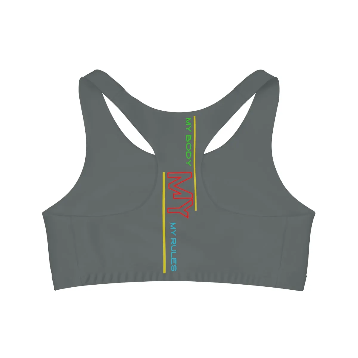 Sports Bra ( My body My rules ) Grey