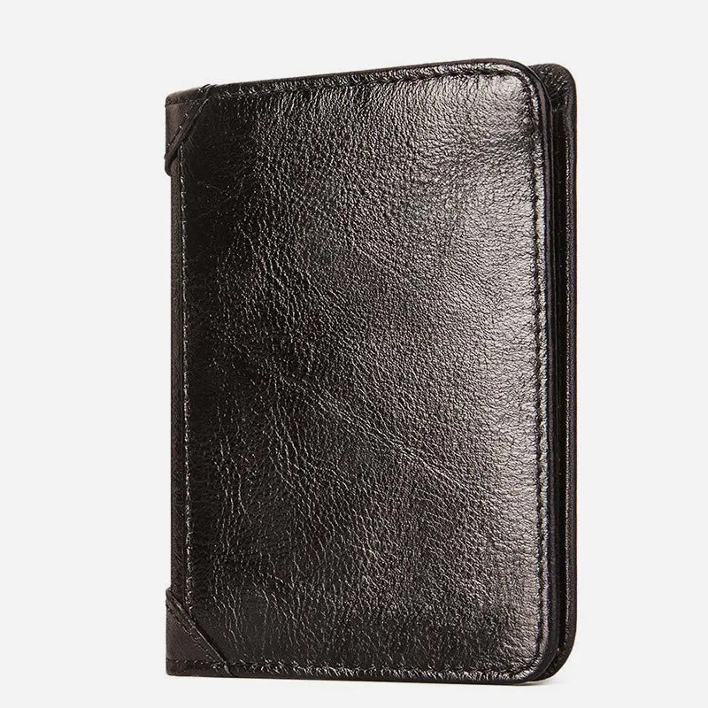 Ultra Thin Trifold Wallet For Men RFID Leather Short Purse